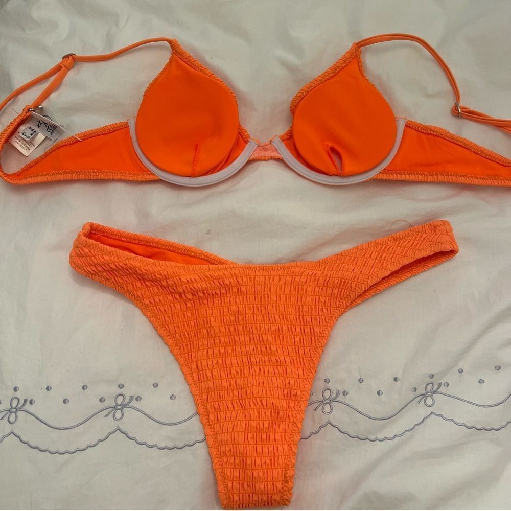 Princess Polly Orange Textured Bikini Set - Picture 2 of 4